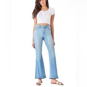 DL1961 Rachel High Rise Bell Botton Blue Flare Jean in Topanga Size 31 Long